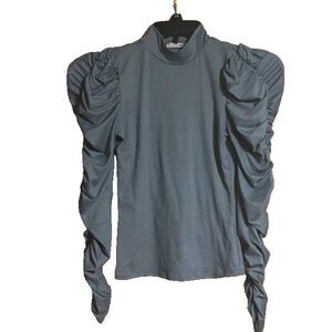 Fashion Nova Turtleneck Blouse XS Ruched Sleeves